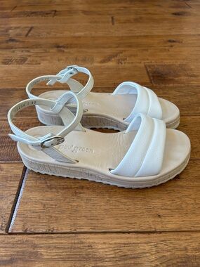 Paul Green Mindy Sandals White Leather Flatform Size US 7 / UK 4.5